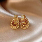 Exaggerated Geometry Earrings Metal Winding Twist Stud Earrings Pi-Mart