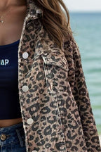 Lightweight Leopard Button Down Long Sleeve Jacket Bold & Trendy Luxury Print Outerwear Stevvex