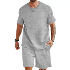 Sports Casual Suit Solid Color Round Neck T-shirt Shorts