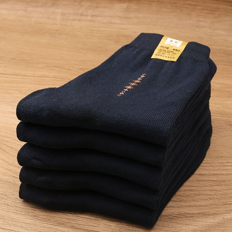 5/10 Pairs Of Men's Trendy Simple Solid Crew Socks, Breathable Comfy Casual Unisex Socks For Men's Outdoor Wearing All Seasons Wearing Lootquake LLC