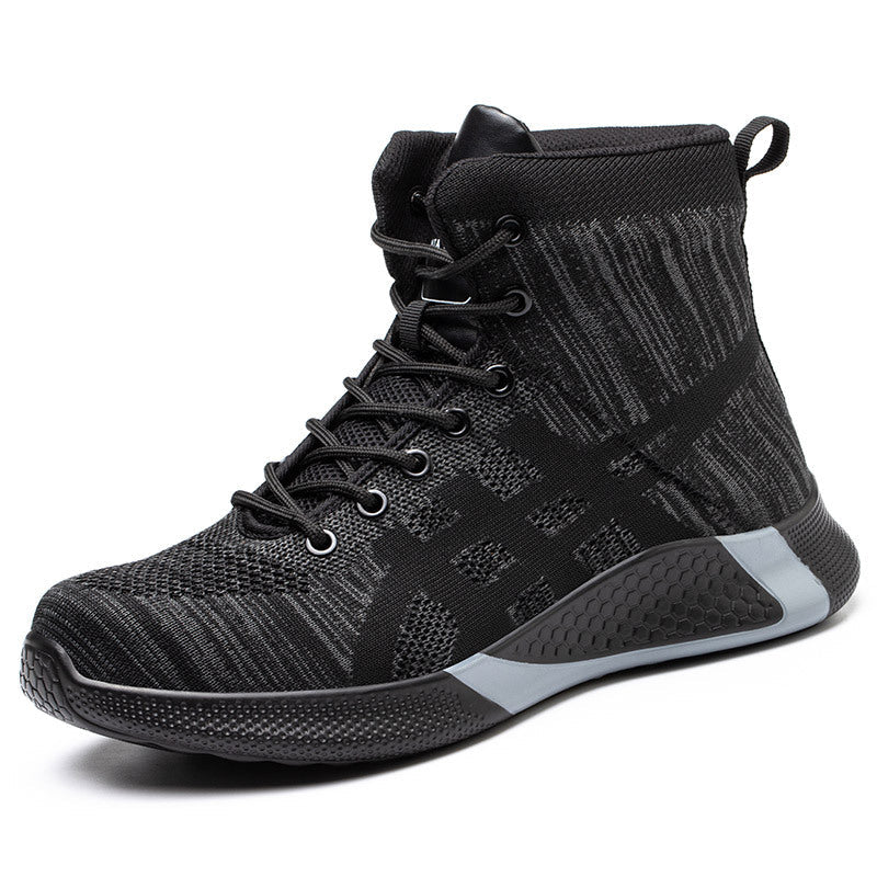 Winter Plush Boots Men Labor Protection Anti-smash Anti-puncture Work Shoes Warm Thickened Breathable Lace-up Safety Shoes Pi-Mart