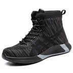 Winter Plush Boots Men Labor Protection Anti-smash Anti-puncture Work Shoes Warm Thickened Breathable Lace-up Safety Shoes Pi-Mart