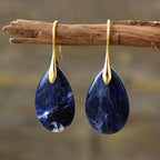 Bohemian Natural Stone Water Drop Pendant Earrings Pi-Mart