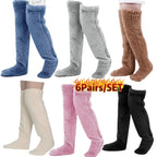 Cozy Couple's Thigh-High Fuzzy Socks - Warm, Durable Knit Over-The-Knee Stockings, Easy-Care Solid Hosiery Lootquake LLC