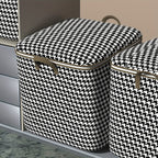 2pcs/5pcs Extra Large Capacity Stylish Houndstooth Storage Boxes - Durable, Space-Saving Closet Organizers with Handles for Easy Clothes, Blanket Storage and Organization at Home and Office Lootquake LLC