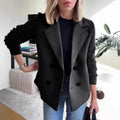 Double Breasted Lapel Jacket Fashion Knitted Sleeves Splicing Design Coat Outerwear Women's Clothing Pi-Mart