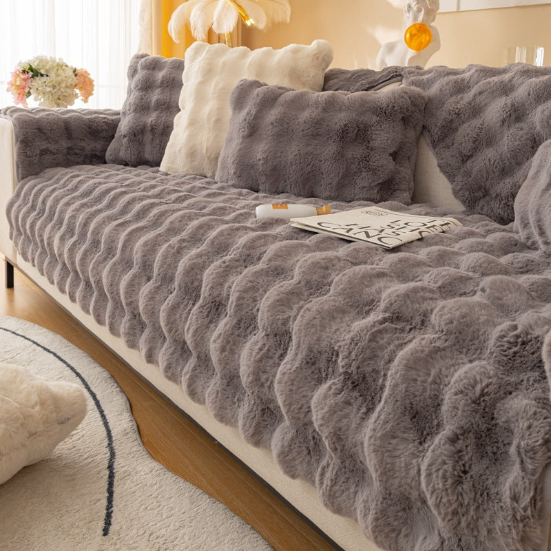 Winter Thickened Rabbit Plush Modern Sofa Cushion Pi-Mart