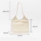 Summer woven bag casual vacation large capacity shoulder bag lace mesh underarm bag beach bag summer purse hobo - SJB-DIAMOND ELITES