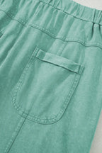 Black Mineral Wash Exposed Seam Wide Leg Cargo Pants