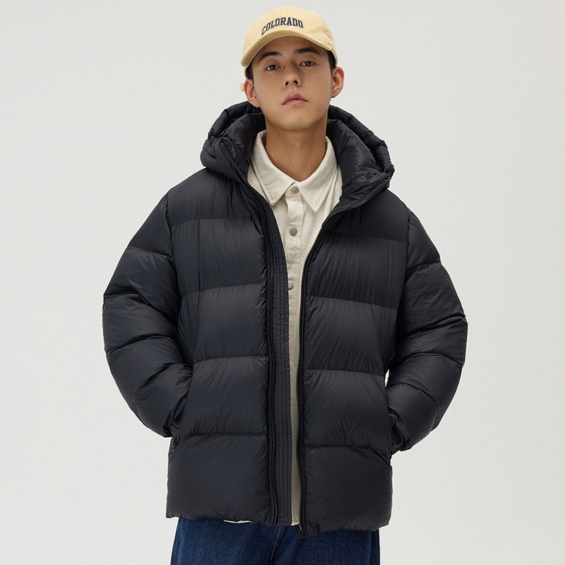 Down Jacket Thickened Couple Winter New Windproof Coat Solid Color Hooded Pi-Mart
