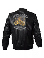 Men's Plus Size Zip Up Leather Jacket THRIXINE