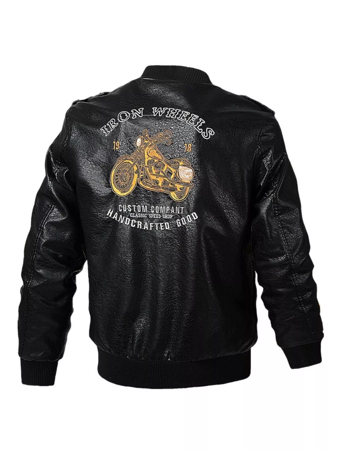 Men's Plus Size Zip Up Leather Jacket THRIXINE