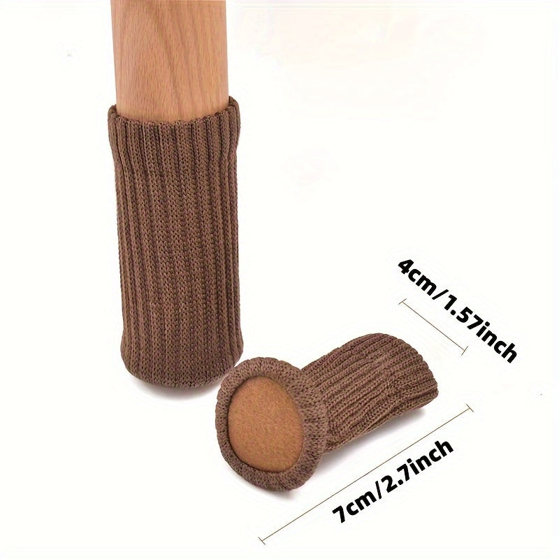 24pcs Cloth Table And Chair Leg Socks Woolen High Elastic Floor Protectors Non Slip Chair Leg Feet Socks Covers Furniture Caps Set, Fit Diameter From, Knitted Furniture Pads Lootquake LLC
