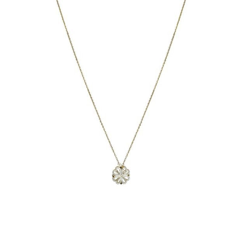 Retro Magnetic Folding Heart Shaped Four Leaf Clover Pendant Necklace Women Love Clavicle Chain Gifts Openable Choker Jewelry Pi-Mart