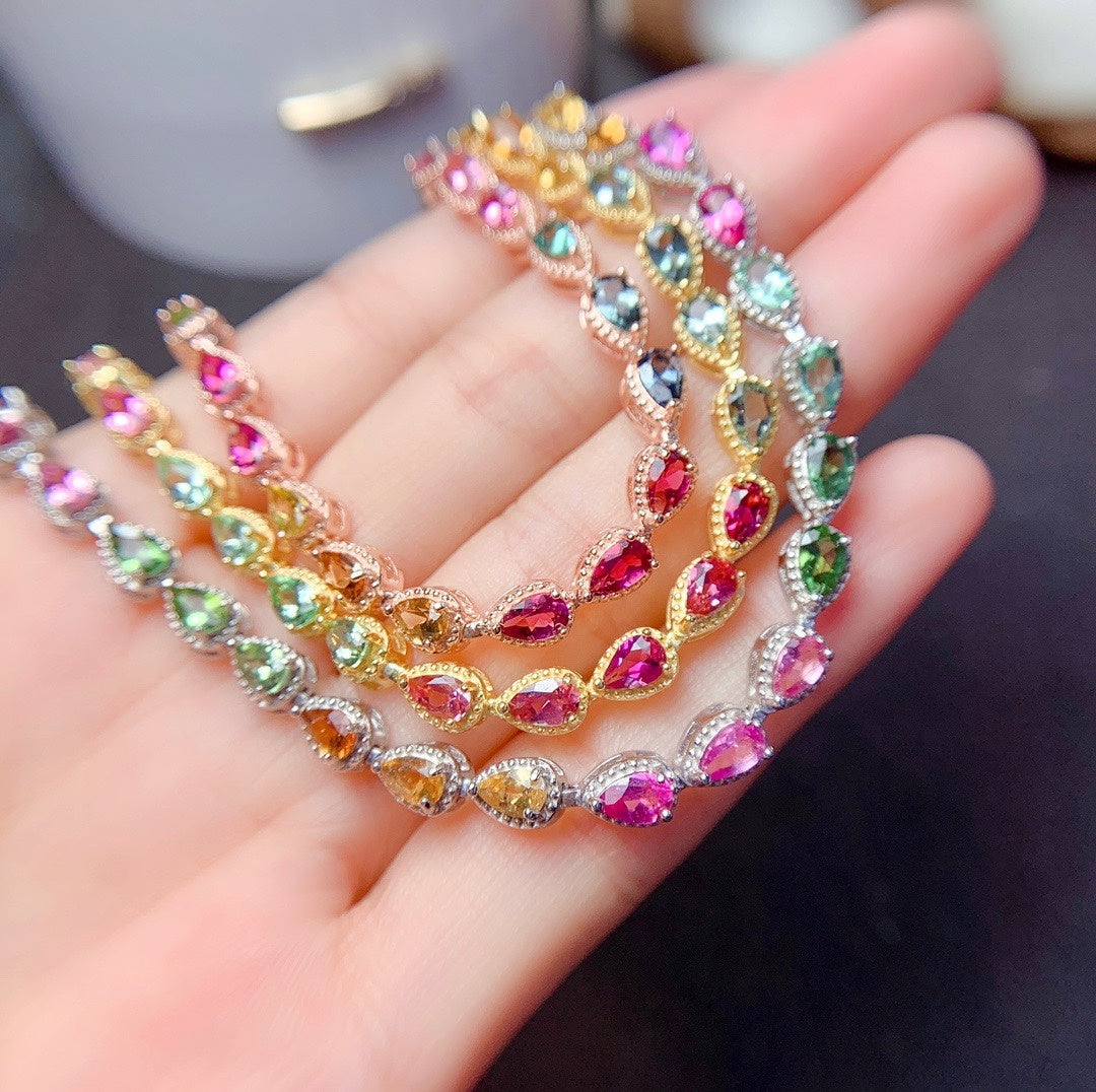 Women's Natural Candy Color Tourmaline Bracelet Pi-Mart
