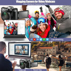4K 48MP 16X Autofocus Digital Camera for Photography and Video, WiFi Enabled, 3" 180° IPS Flip Screen, Anti-Shake, Compact Vlogging Camera with 32GB Card and 2 Batteries Lootquake LLC