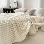 1pc Cozy Double-Sided 3D Rabbit Hair Blanket - Soft, Warm, and Fuzzy for Snuggling Up - Perfect for Office, Outdoor Camping, Sofa, and Gift Giving Lootquake LLC