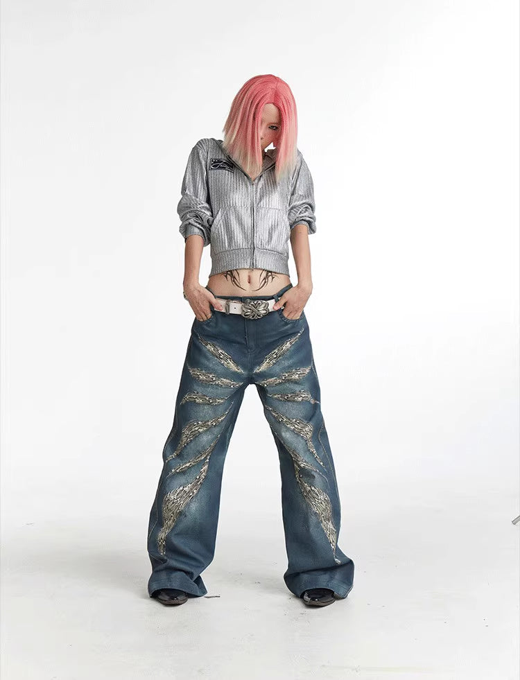 Original Digital 3D Full Printed Leopard Print Loose Jeans Lootquake LLC