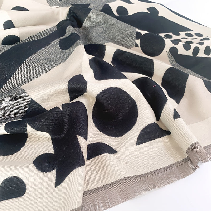 Stylish Polka Dot Jacquard Scarf Imitation Cashmere Soft Warm Short Beard Shawl Autumn Winter Windproof Coldproof Blanket Scarf Lootquake LLC