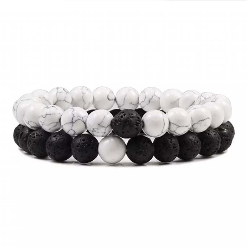 Natural Volcanic Stone White Pine Red Pine Tiger Eye Beaded Set Pi-Mart