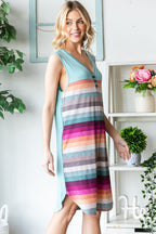 Full Size Striped Sleeveless V Neck Dress For Women – Timeless Striped V Neck Dress, Sophisticated Sleeveless Dress, Classic Striped Dress, Flattering V Neck Dress, Versatile Sleeveless Dress, Chic Striped Dress, Elegant V Neck Dress Stevvex