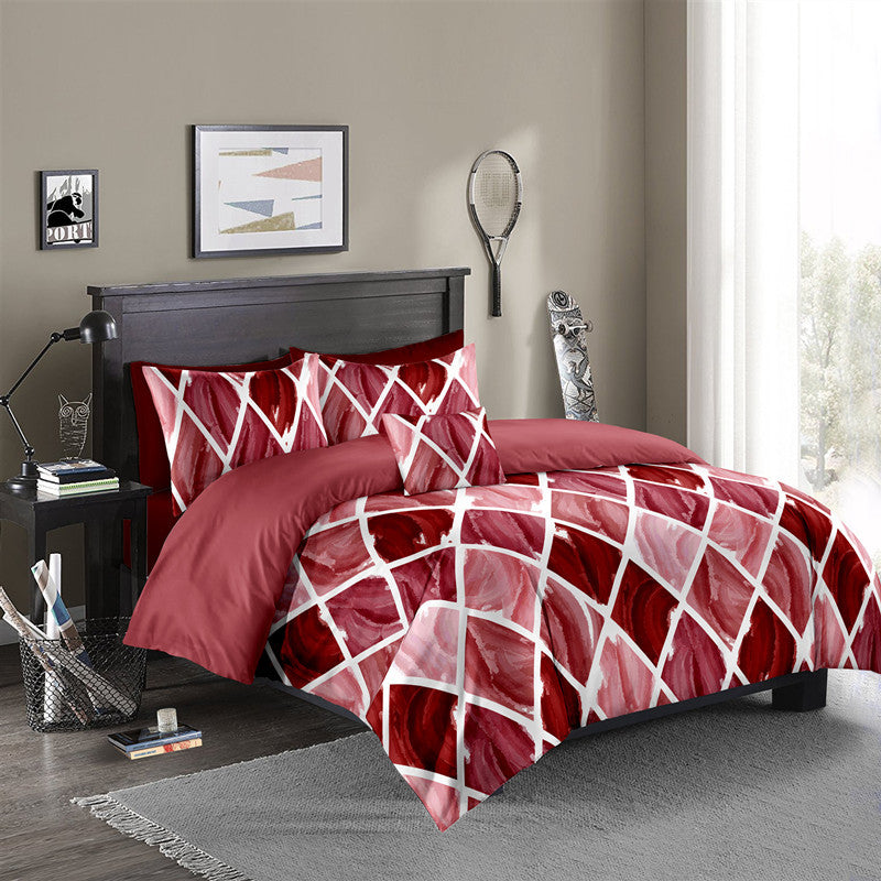 Diamond Check Quilt Cover Bed Set Pi-Mart