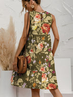 Charming Tiered Printed Round Neck Sleeveless Dress Trendy & Stylish Summer Dress for Women Stevvex