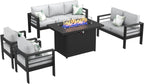 Aluminum 5 Piece Patio Furniture Set With Fire Pit Table Lootquake LLC
