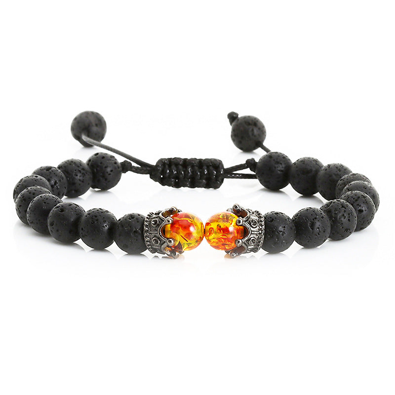 Beaded Hand Rope Volcanic Stone Bracelet Pi-Mart