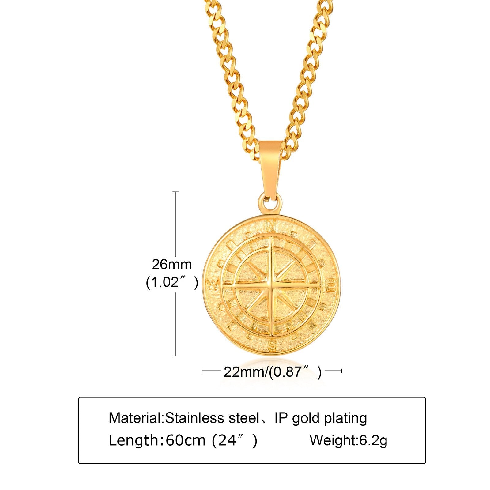 Men's Compass Necklaces Pi-Mart