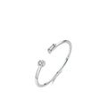Sterling Silver Micro Inlaid Zircon Adjustable Open Ring Pi-Mart