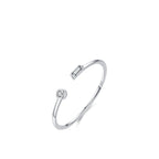 Sterling Silver Micro Inlaid Zircon Adjustable Open Ring Pi-Mart