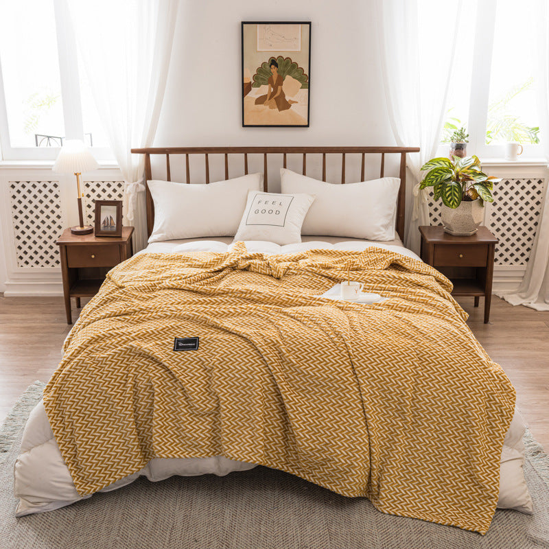 Autumn And Winter Milk Velvet Thickened Yarn-dyed Blankets Multifunctional Nap Pi-Mart