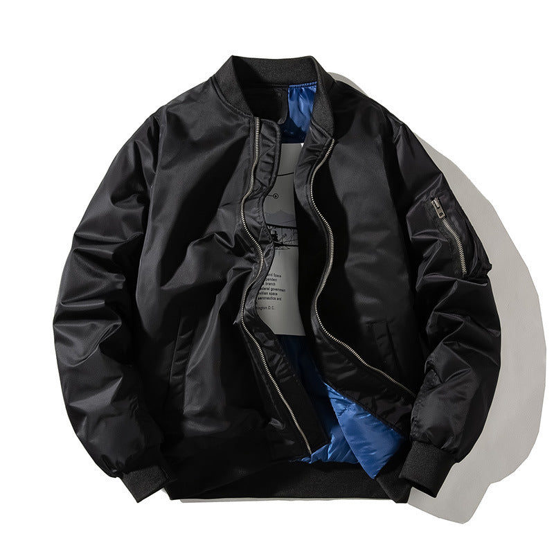 Acket Solid Pilot Jackets Men Military Flight Baseball Pi-Mart
