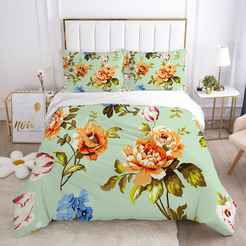 Nordic Spring Bedding Set Green Leaf Quilt Cover Pi-Mart