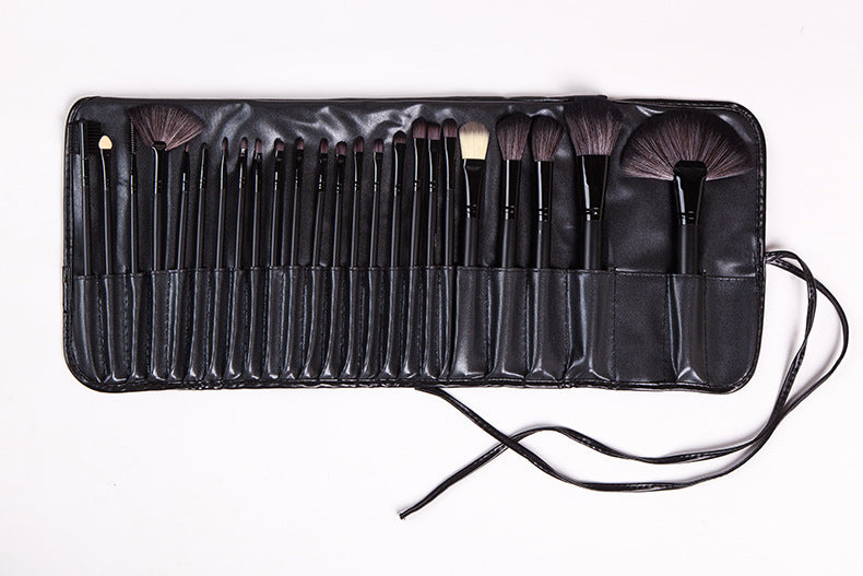 24 PCs Makeup Brush With Horse Hair Black Wood Color Makeup Full Set Pi-Mart