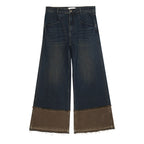 Brown Blue Nano Water Foot Washing Mouth Reverse Stitching Raw Hem Jeans Lootquake LLC