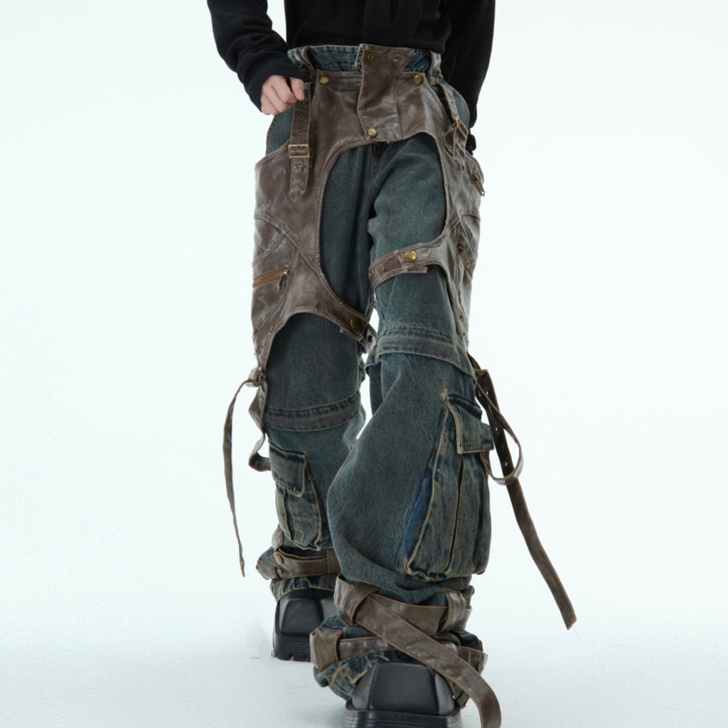 Retro Deconstructed Jeans Men's Detachable Stitching Lootquake LLC