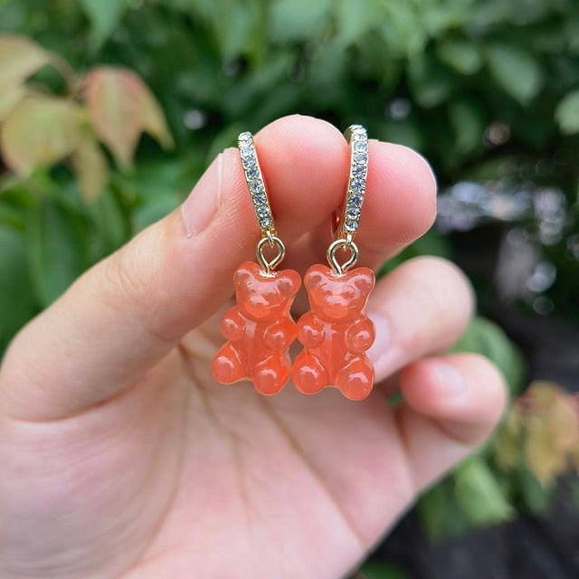 Cute Acrylic Gummy Bear Dangle Earrings Pi-Mart