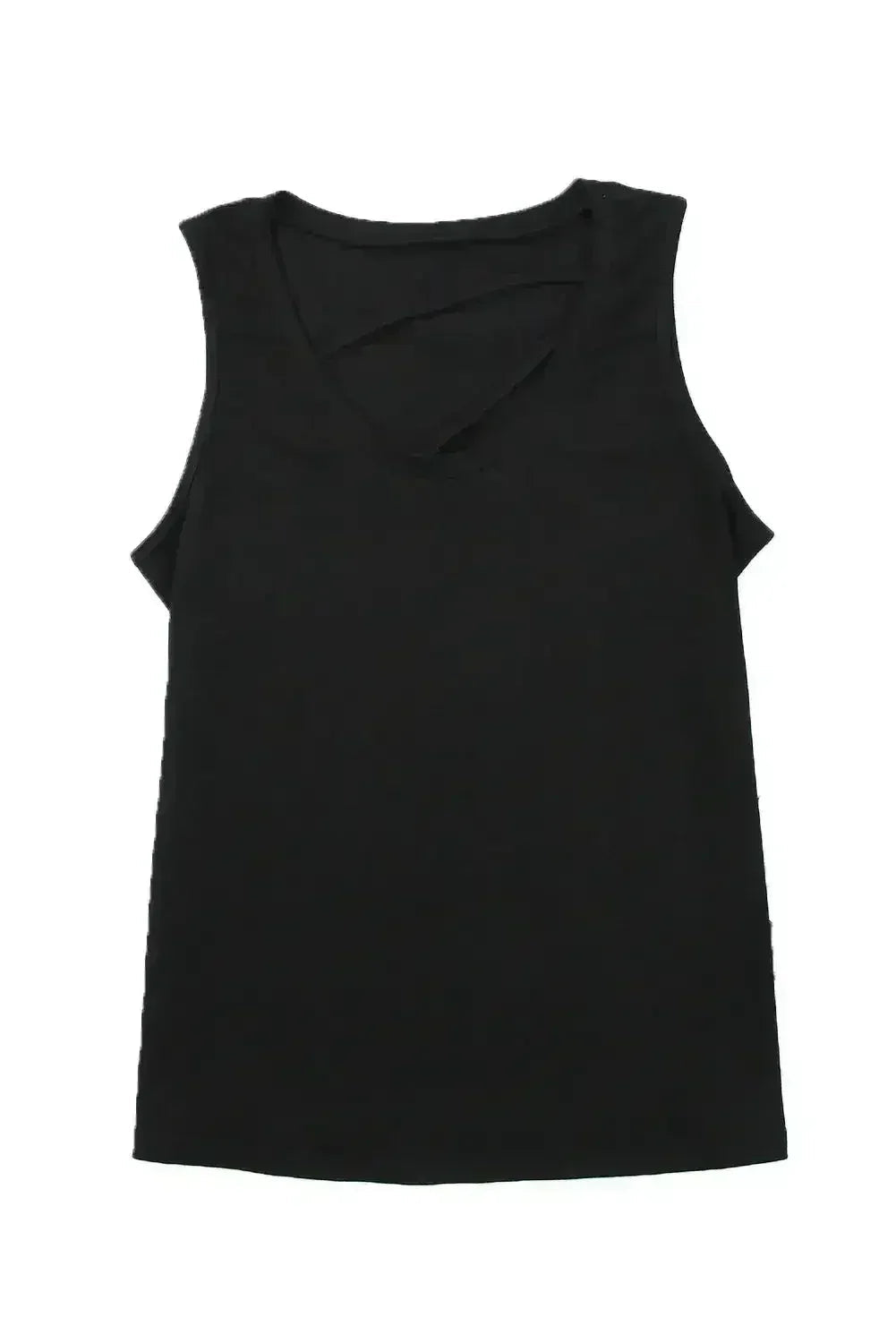 Black Strappy Hollow-out Neck Tank Top - SJB-DIAMOND ELITES