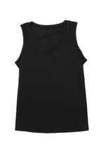 Black Strappy Hollow-out Neck Tank Top - SJB-DIAMOND ELITES