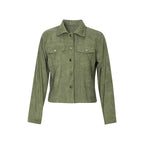Women's Corduroy Long Sleeve Jacket - Casual Button-Up Coat With Flap Pockets Pi-Mart