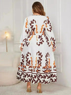 Plus Size Surplice Dress - Flounce Sleeve & Ruffled Hem | Femstylo
