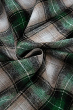 Dark Green Drawstring Pocketed Plaid Hooded Jacket Cozy & Trendy Checkered Outerwear For All Seasons Stevvex