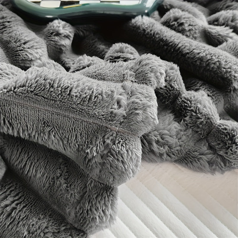 1pc Luxurious Faux Rabbit Fur Throw Blanket - Cozy for Couch, Office, Outdoor & Travel Use - Double-Sided, Warm & Lightweight Lootquake LLC