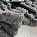 1pc Luxurious Faux Rabbit Fur Throw Blanket - Cozy for Couch, Office, Outdoor & Travel Use - Double-Sided, Warm & Lightweight Lootquake LLC