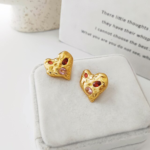 Irregular Heart Stud Earrings Pi-Mart