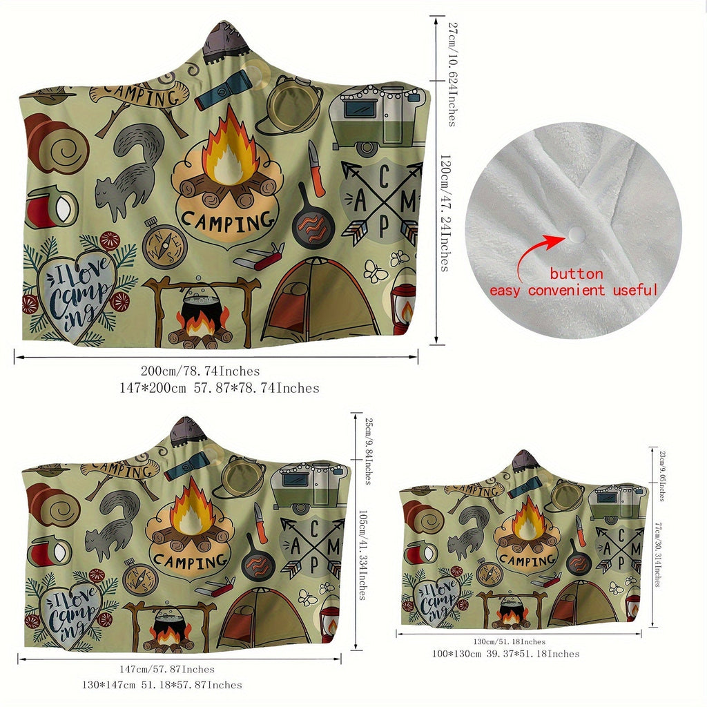 1pc Camping Hooded Blanket Thick Nap Wearable Blanket Magic Blanket Hooded Cape Cozy Warm Soft Blanket For Sofa Office Bed And Travelling Lootquake LLC
