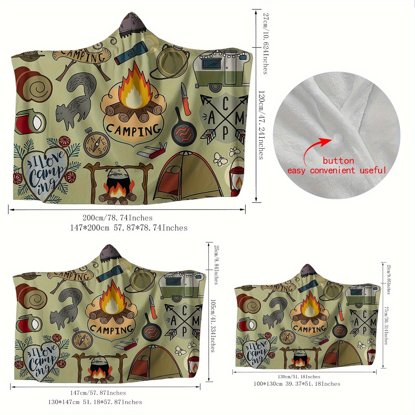 1pc Camping Hooded Blanket Thick Nap Wearable Blanket Magic Blanket Hooded Cape Cozy Warm Soft Blanket For Sofa Office Bed And Travelling Lootquake LLC