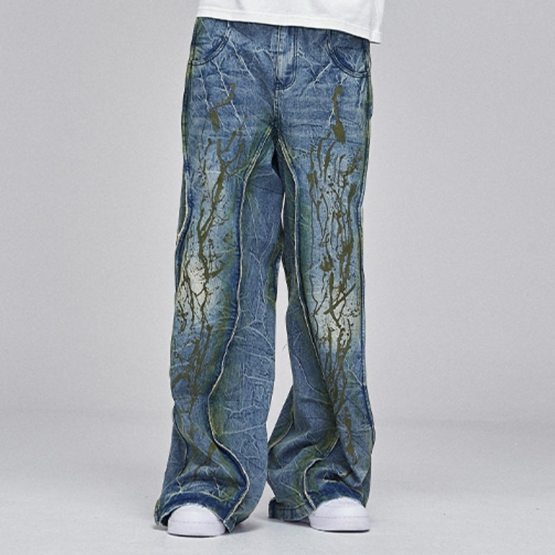 American Street Dirtyfit Heavy Industry Washed Distressed Wide Leg Jeans Design Sense Lootquake LLC